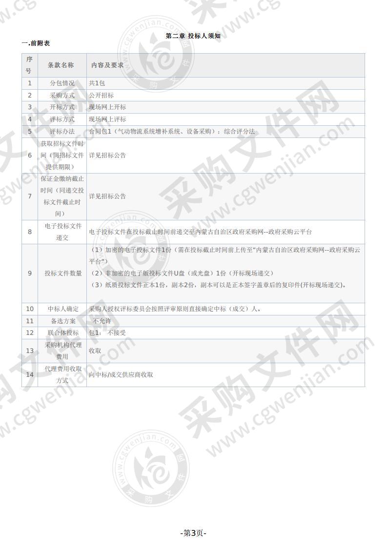 气动物流系统增补系统、设备采购