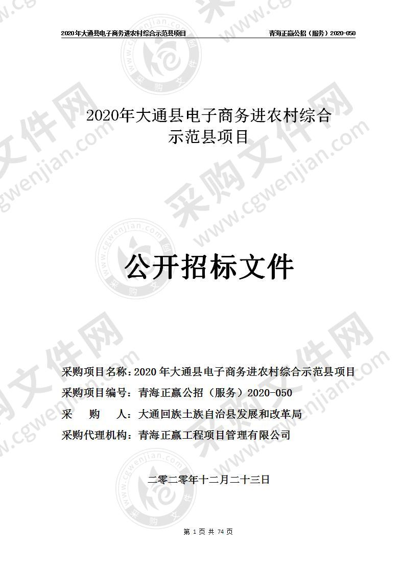 2020年大通县电子商务进农村综合示范县项目