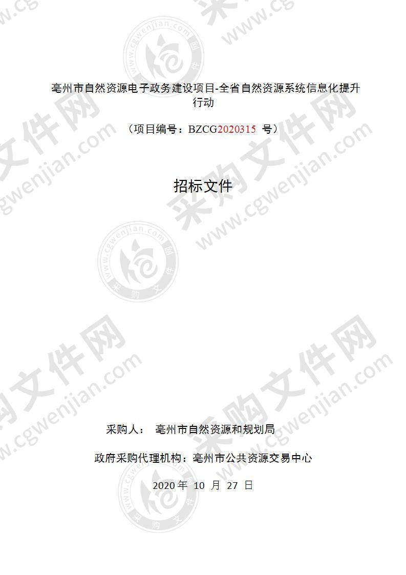 亳州市自然资源电子政务建设项目-全省自然资源系统信息化提升行动