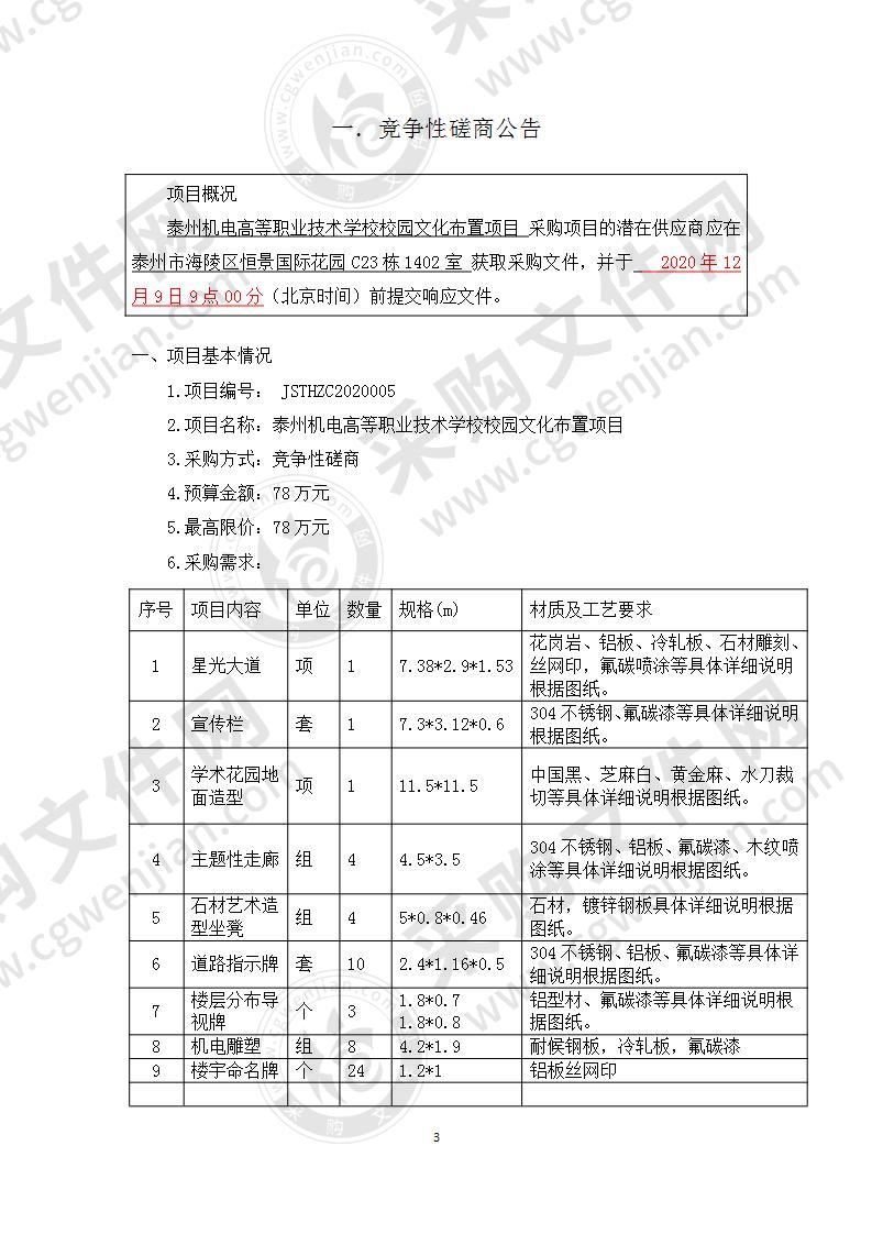 泰州机电高等职业技术学校校园文化布置项目