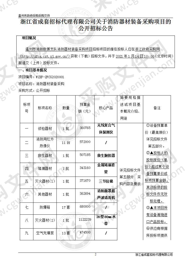 消防器材装备采购