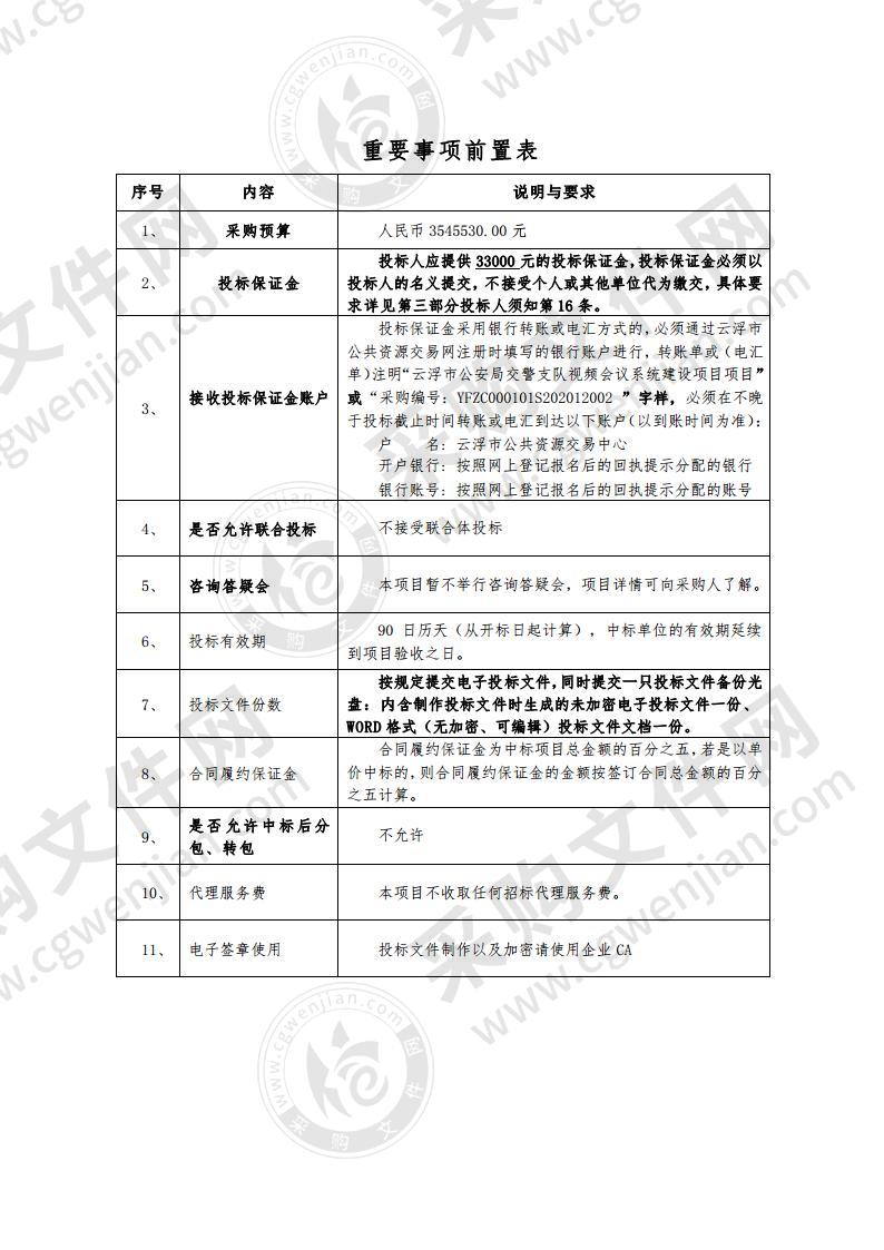 云浮市公安局交警支队视频会议系统建设项目