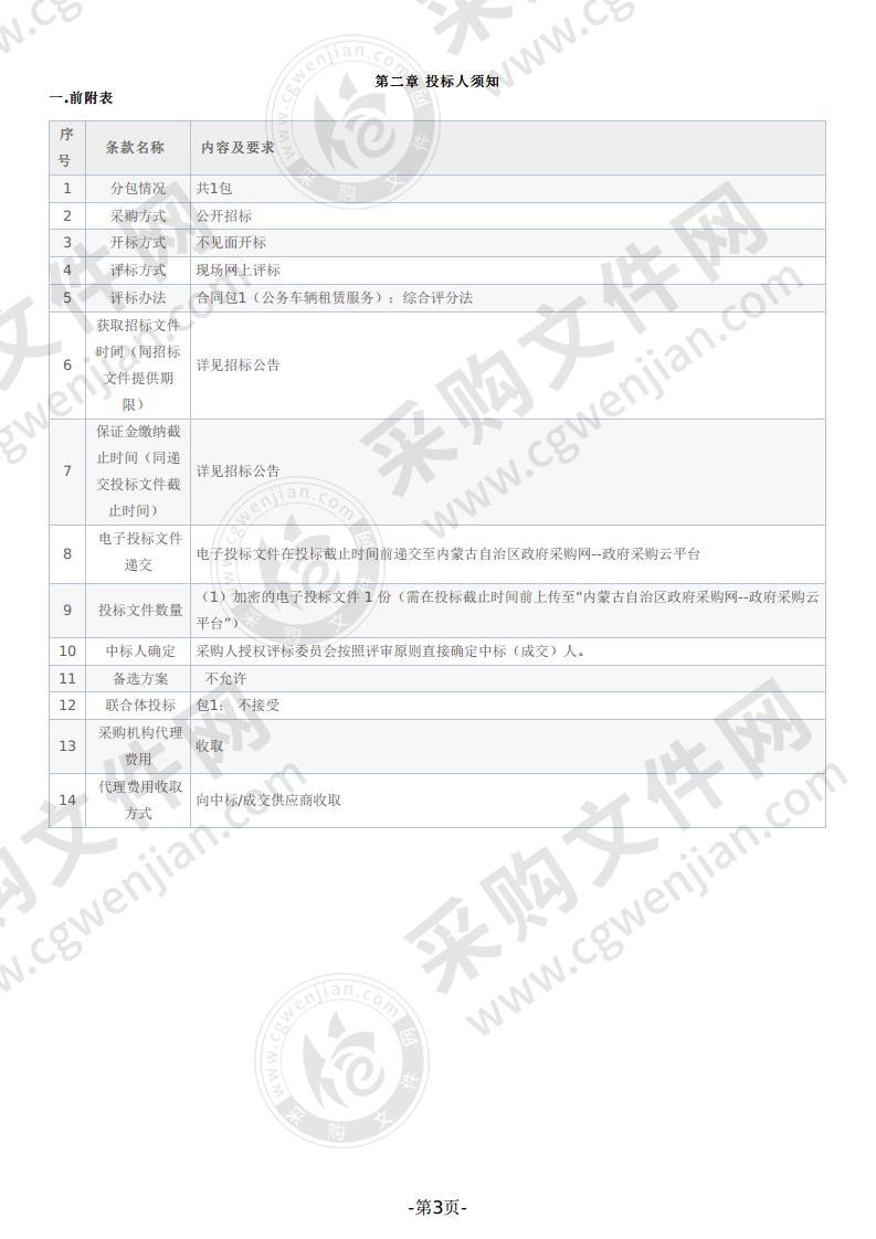 采购公务车辆租赁服务项目