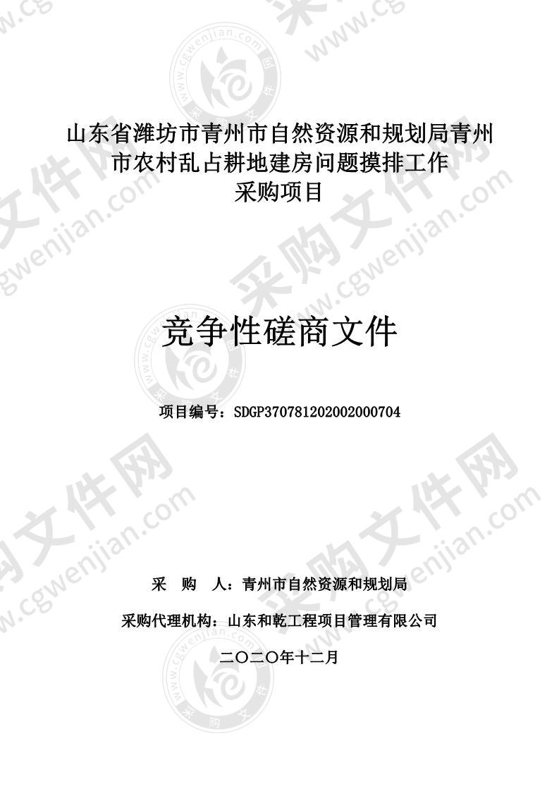 山东省潍坊市青州市自然资源和规划局青州市农村乱占耕地建房问题摸排工作采购项目