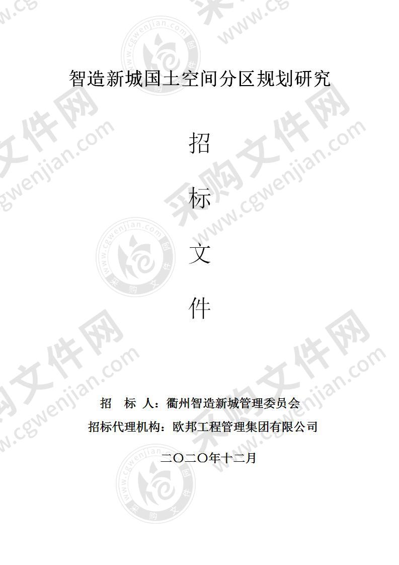 衢州绿色产业集聚区管理委员会智造新城国土空间分区规划研究项目