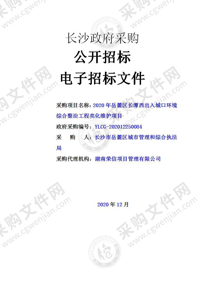 2020年岳麓区长潭西出入城口环境综合整治工程亮化维护项目