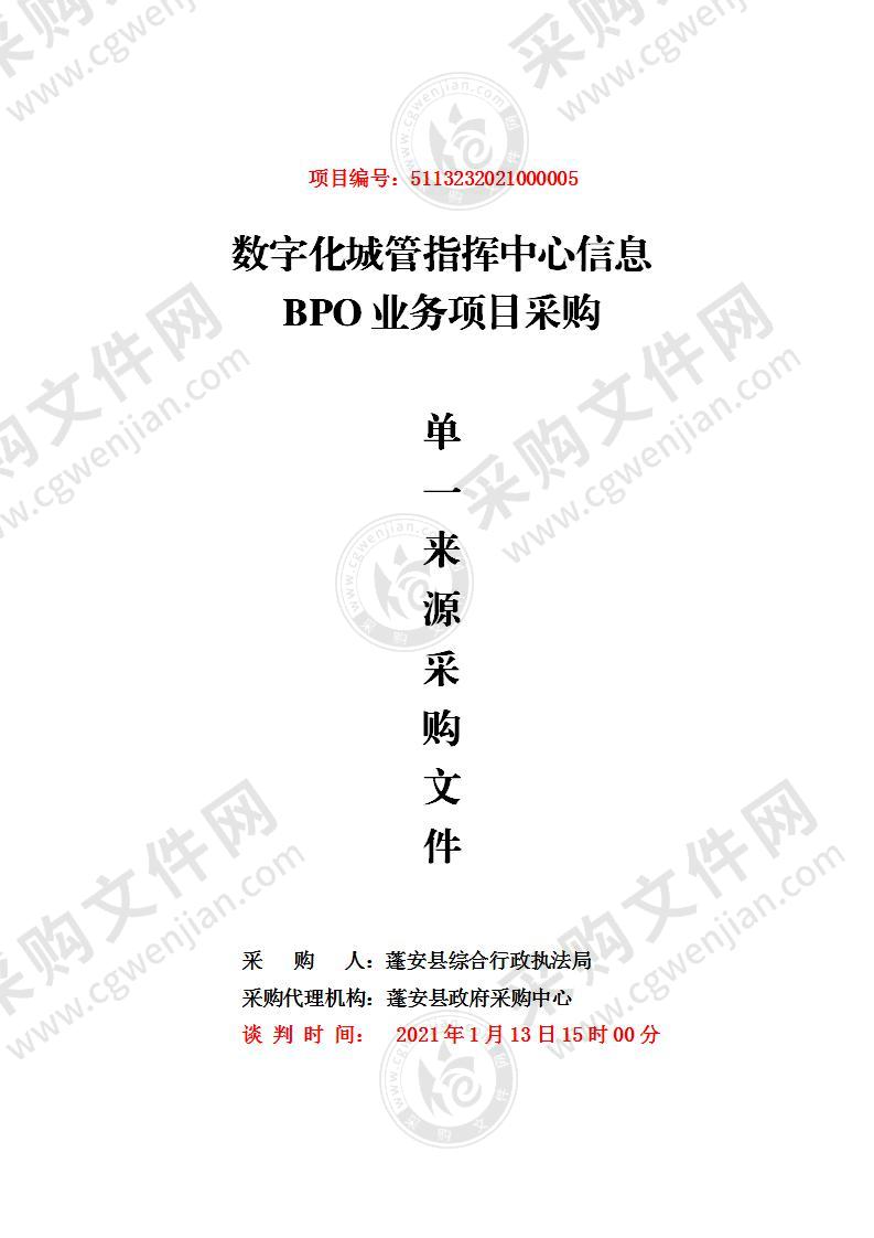 数字化城管指挥中心信息BPO业务项目采购