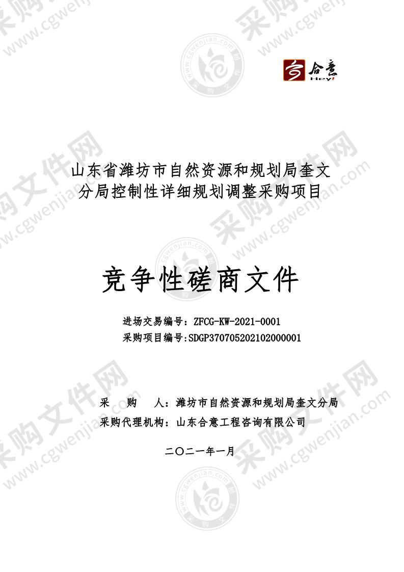 山东省潍坊市自然资源和规划局奎文分局控制性详细规划调整采购项目