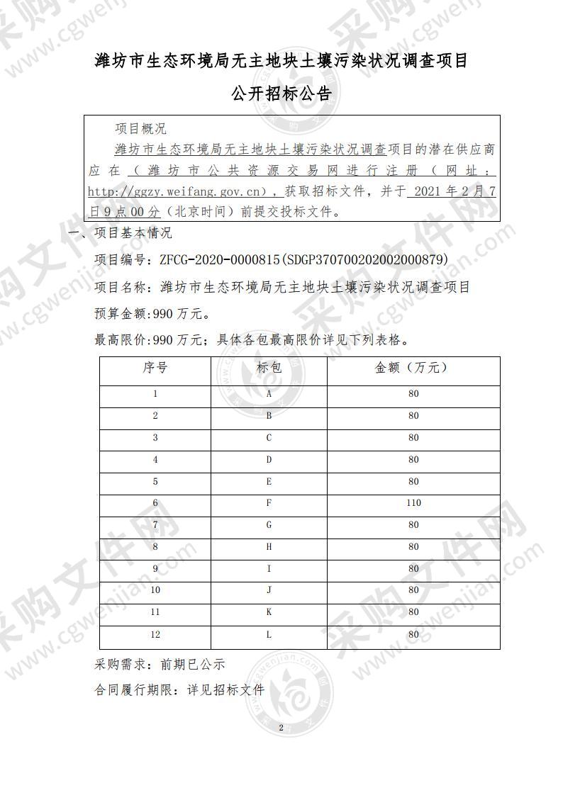 潍坊市无主地块土壤污染状况调查项目