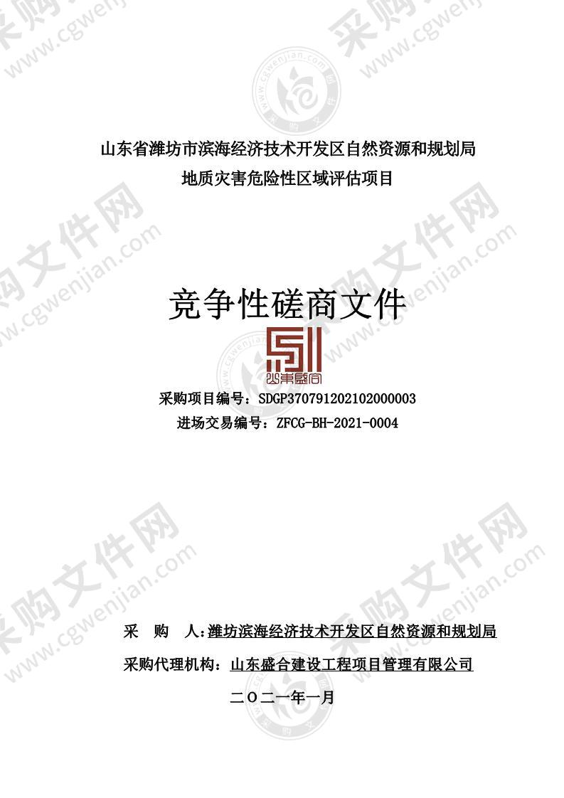 山东省潍坊市滨海经济技术开发区自然资源和规划局地质灾害危险性区域评估项目