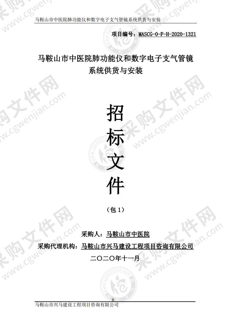 马鞍山市中医院肺功能仪和数字电子支气管镜系统供货与安装（包1）