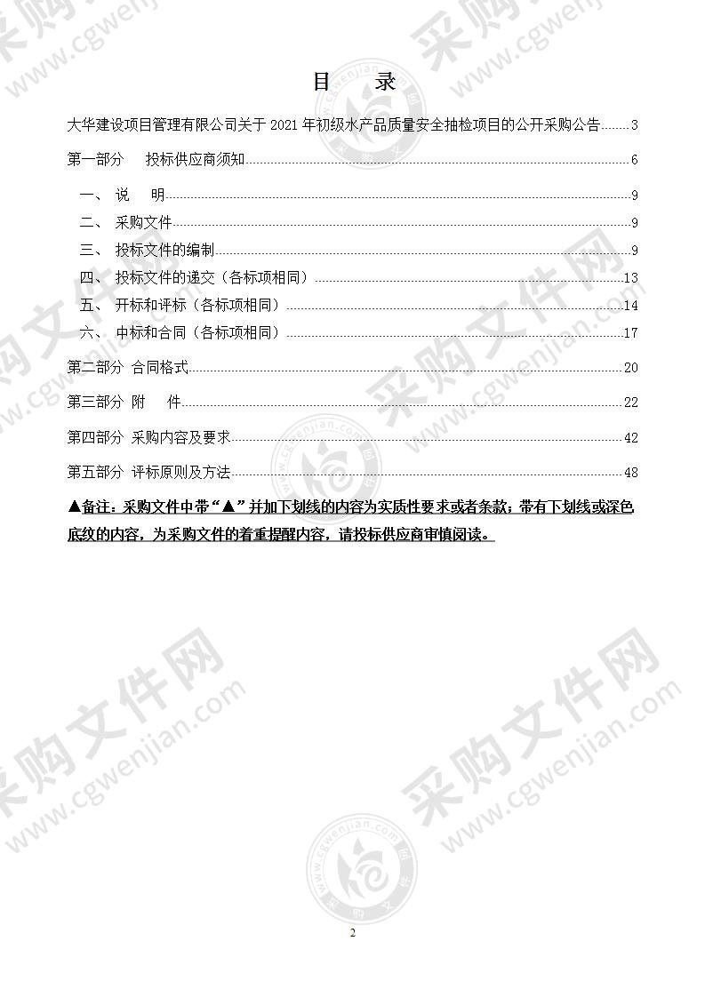 2021年初级水产品质量安全抽检项目