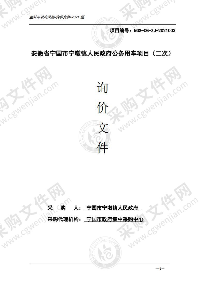 安徽省宁国市宁墩镇人民政府公务用车项目