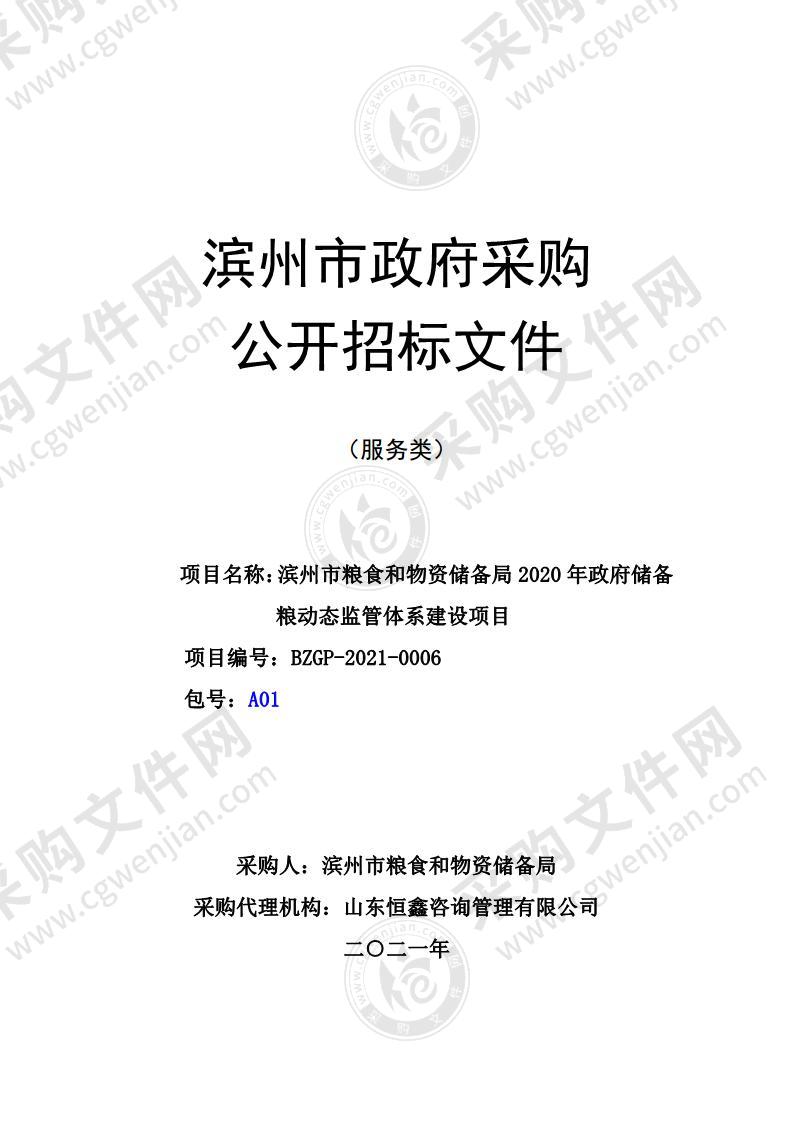 滨州市粮食和物资储备局2020年政府储备粮动态监管体系建设项目（A01包）