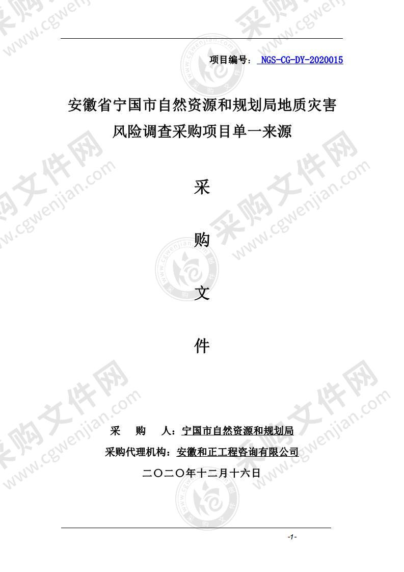 安徽省宁国市自然资源和规划局地质灾害风险调查采购项目