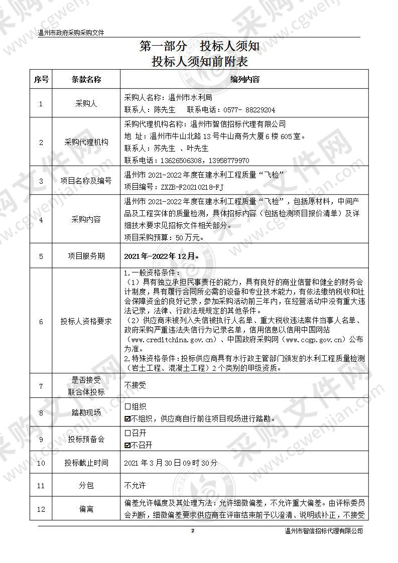 温州市2021-2022年度在建水利工程质量“飞检”