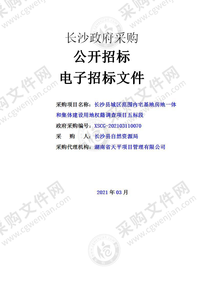 长沙县城区范围内宅基地房地一体和集体建设用地权籍调查项目（五标段）