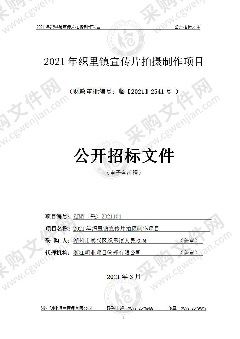 2021年织里镇宣传片拍摄制作项目