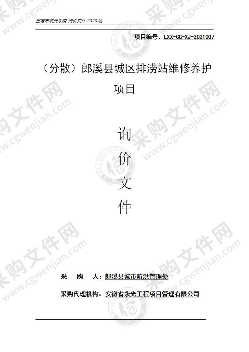 郎溪县城区排涝站维修养护项目