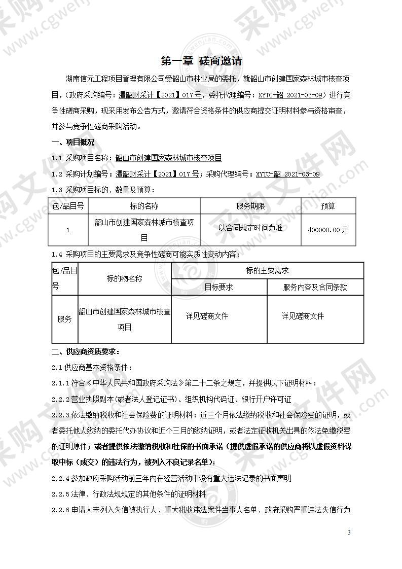 韶山市创建国家森林城市核查项目