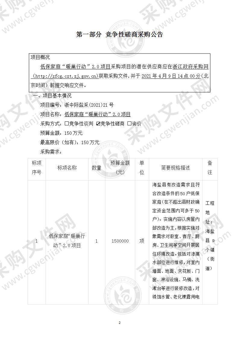 低保家庭“暖巢行动”2.0项目