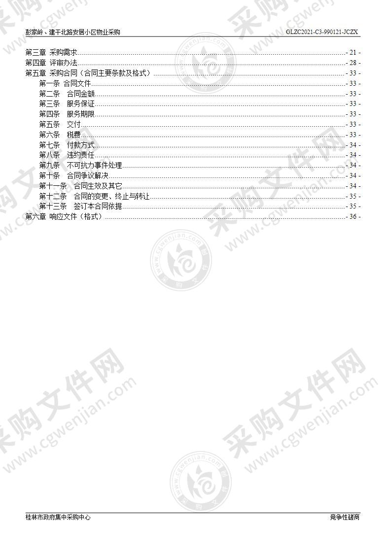 彭家岭、建干北路安居小区物业采购