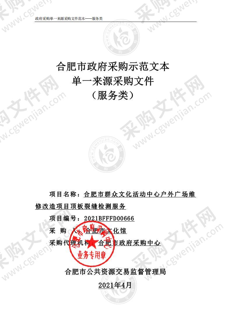 合肥市群众文化活动中心户外广场维修改造项目顶板裂缝检测服务