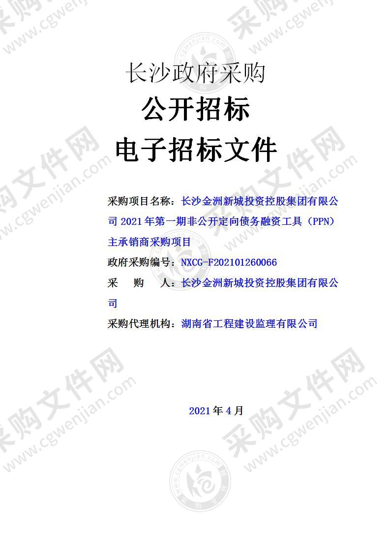 长沙金洲新城投资控股集团有限公司2021年第一期非公开定向债务融资工具（PPN）主承销商采购项目