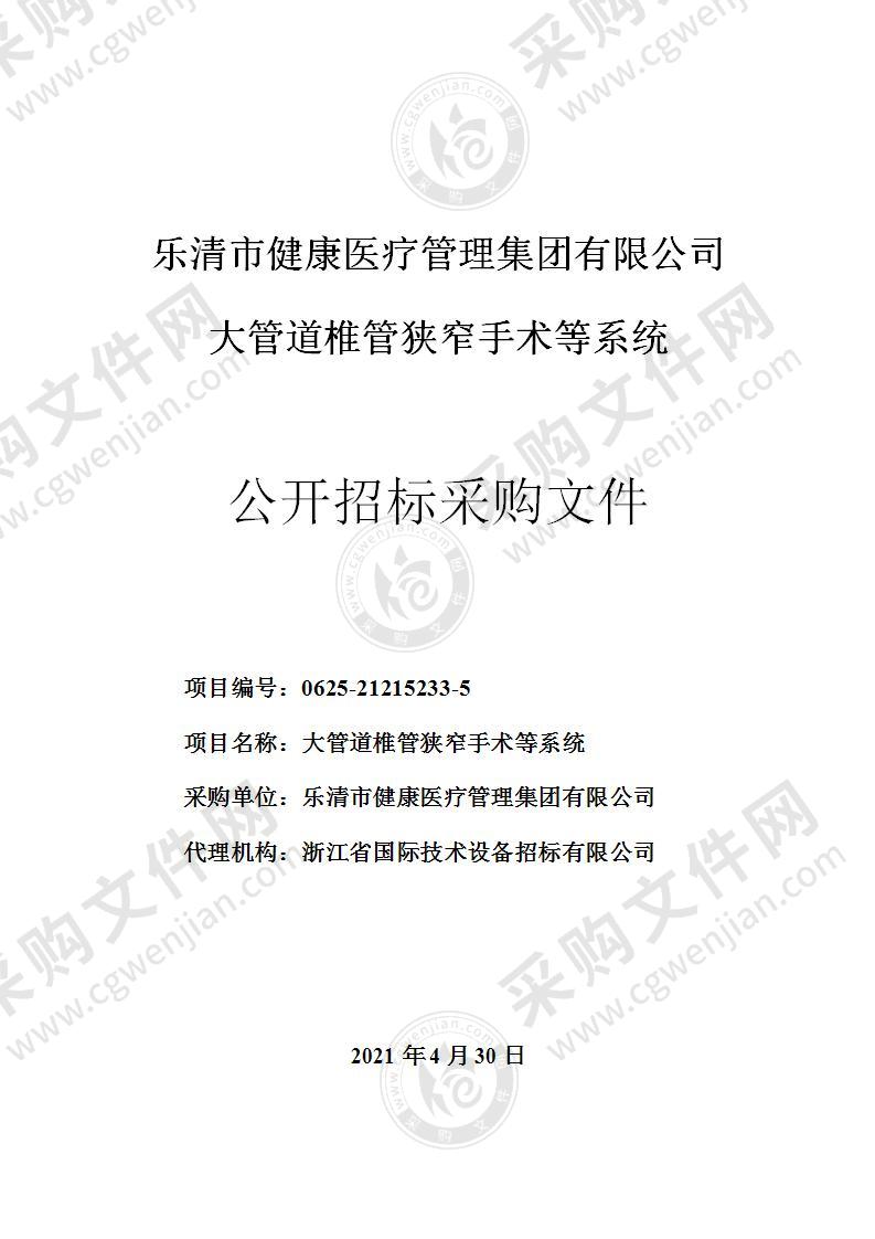 乐清市健康医疗管理集团有限公司大管道椎管狭窄手术等系统项目