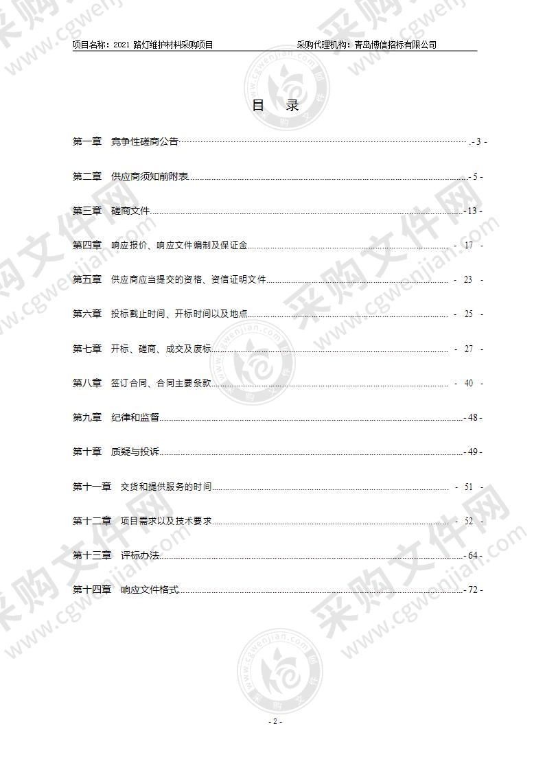 2021路灯维护材料采购项目