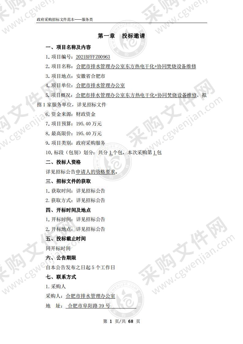 合肥市排水管理办公室东方热电干化 +协同焚烧设备维修