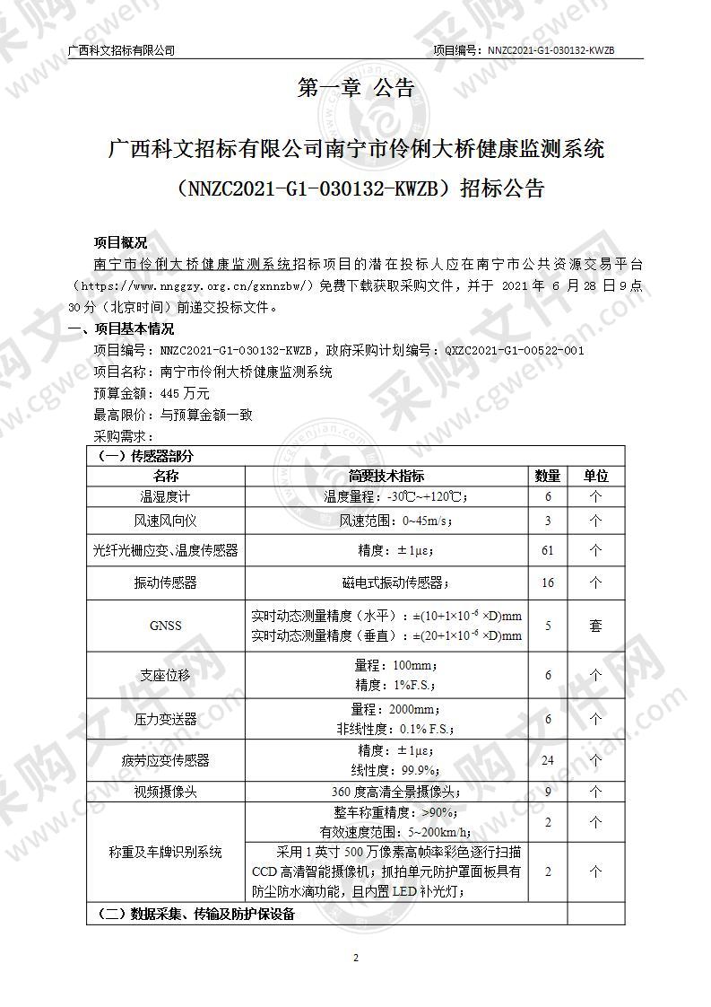 南宁市伶俐大桥健康监测系统