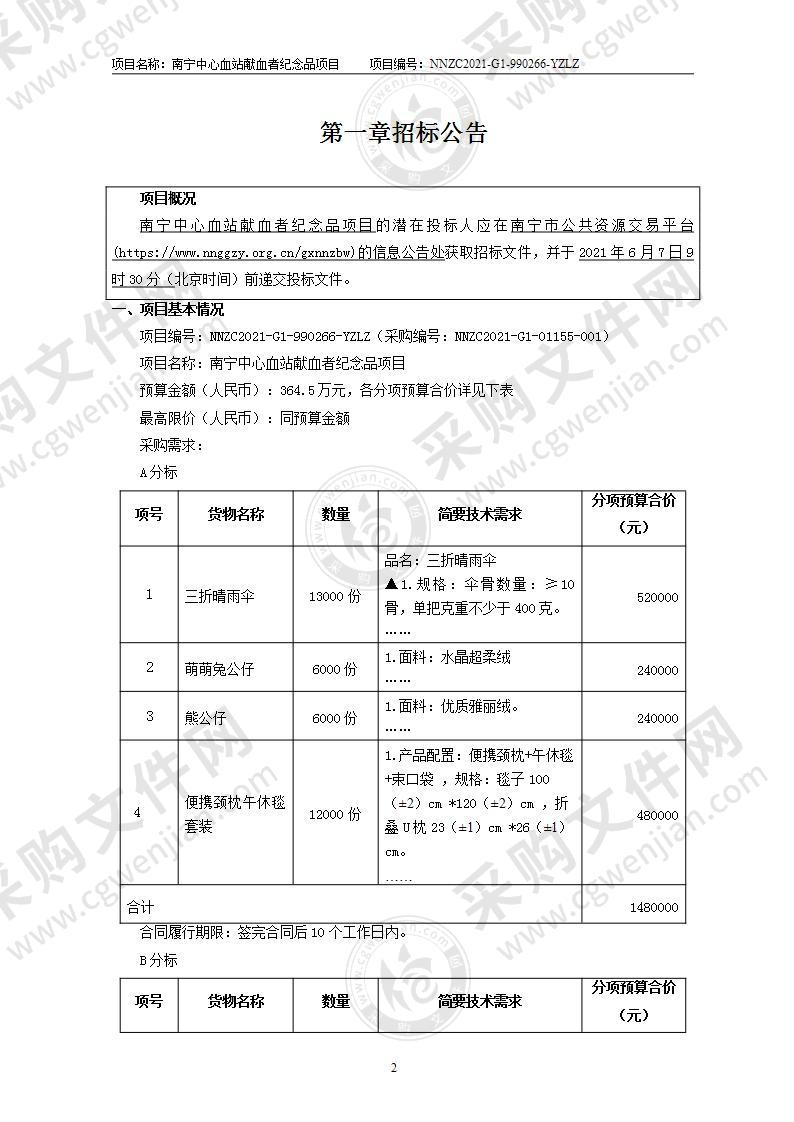 南宁中心血站献血者纪念品项目