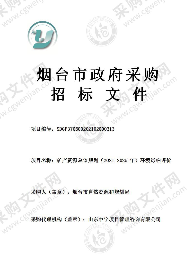 烟台市自然资源和规划局矿产资源总体规划（2021-2025年）环境影响评价