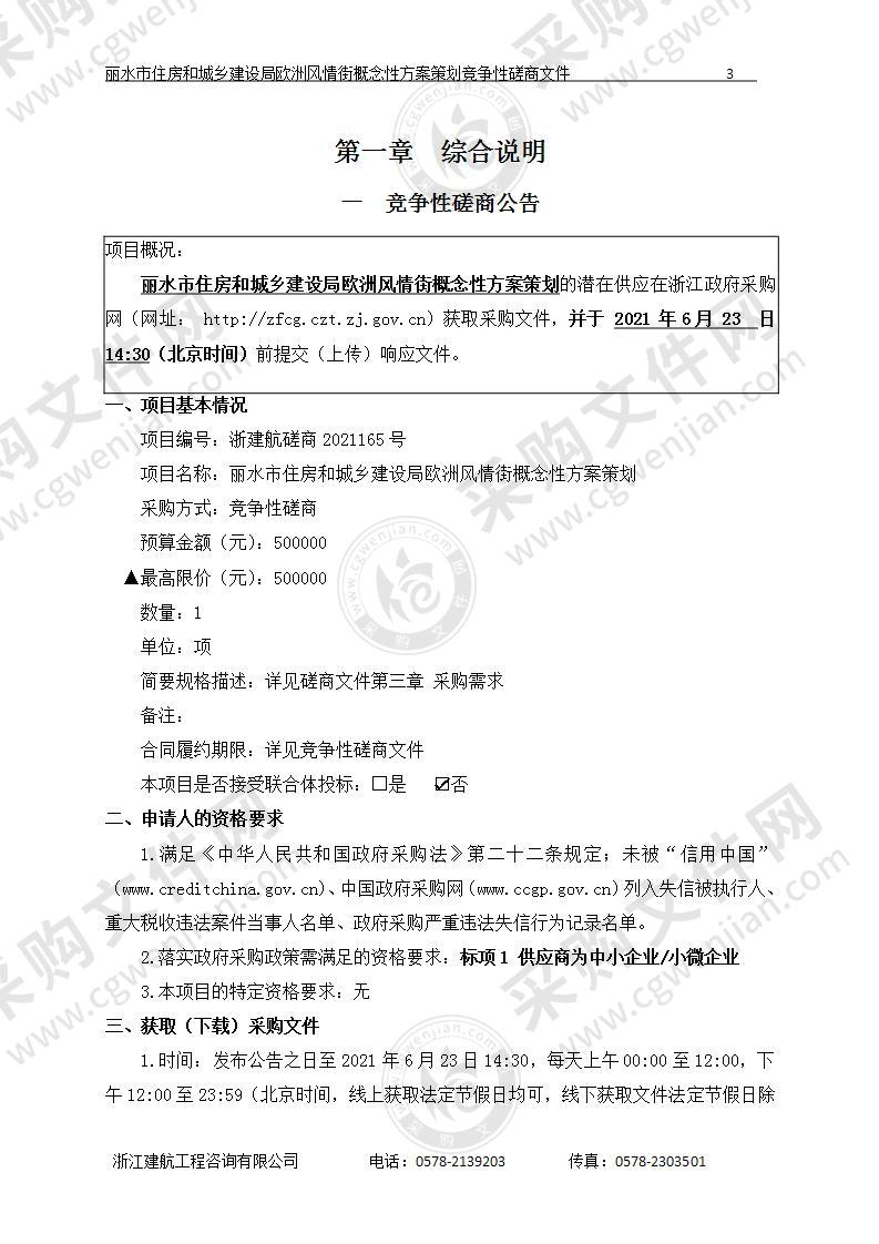 丽水市住房和城乡建设局欧陆风情街概念性方案策划项目