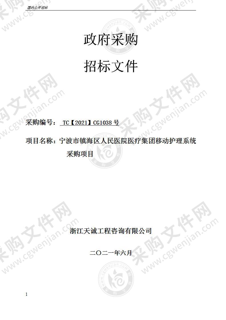 宁波市镇海区人民医院医疗集团移动护理系统采购项目