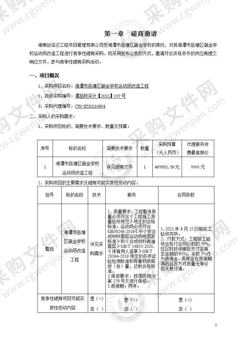 湘潭市岳塘区葩金学校运动场改造工程