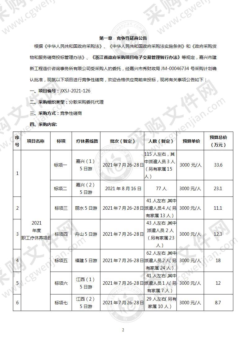 嘉兴技师学院2021年度教职工疗休养项目