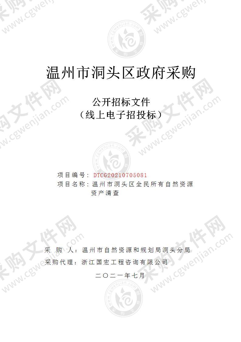 温州市自然资源和规划局洞头分局全民所有自然资源资产清查项目