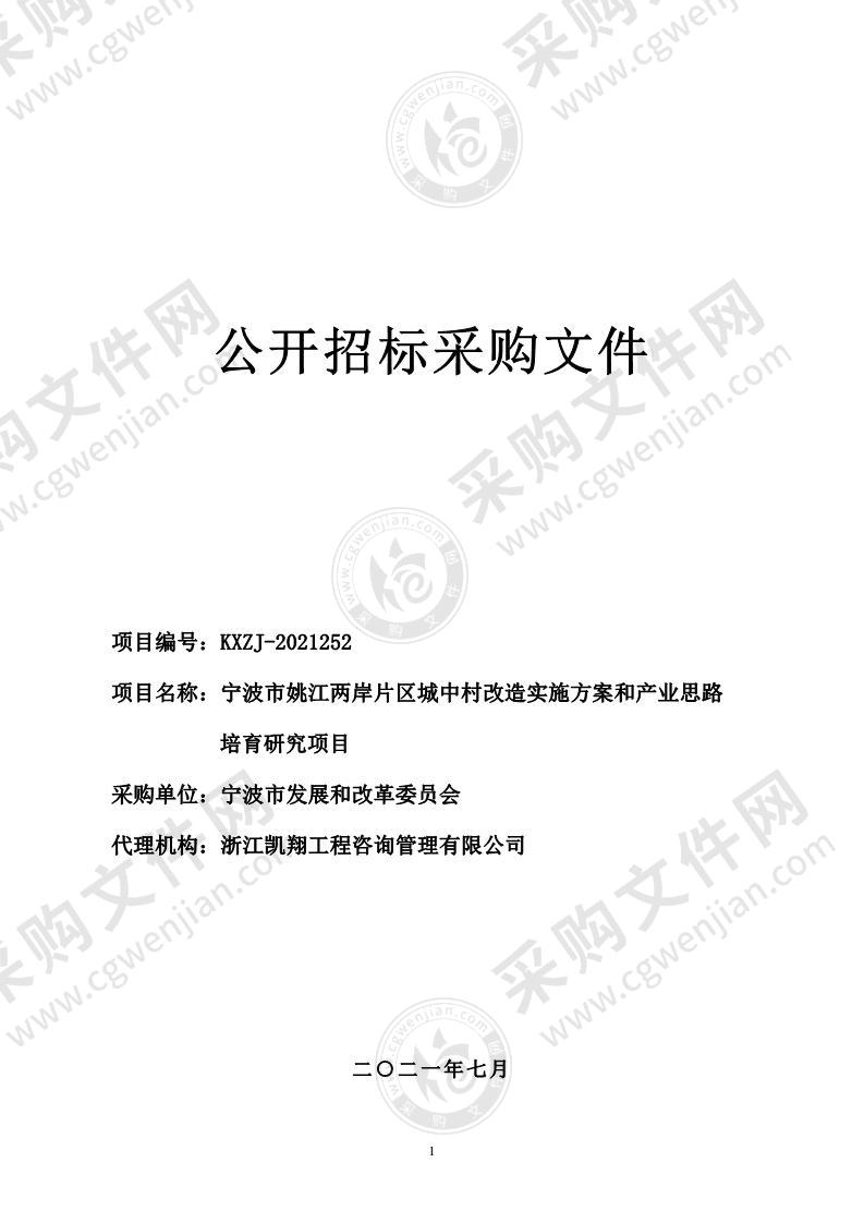 宁波市姚江两岸片区城中村改造实施方案和产业思路培育研究项目