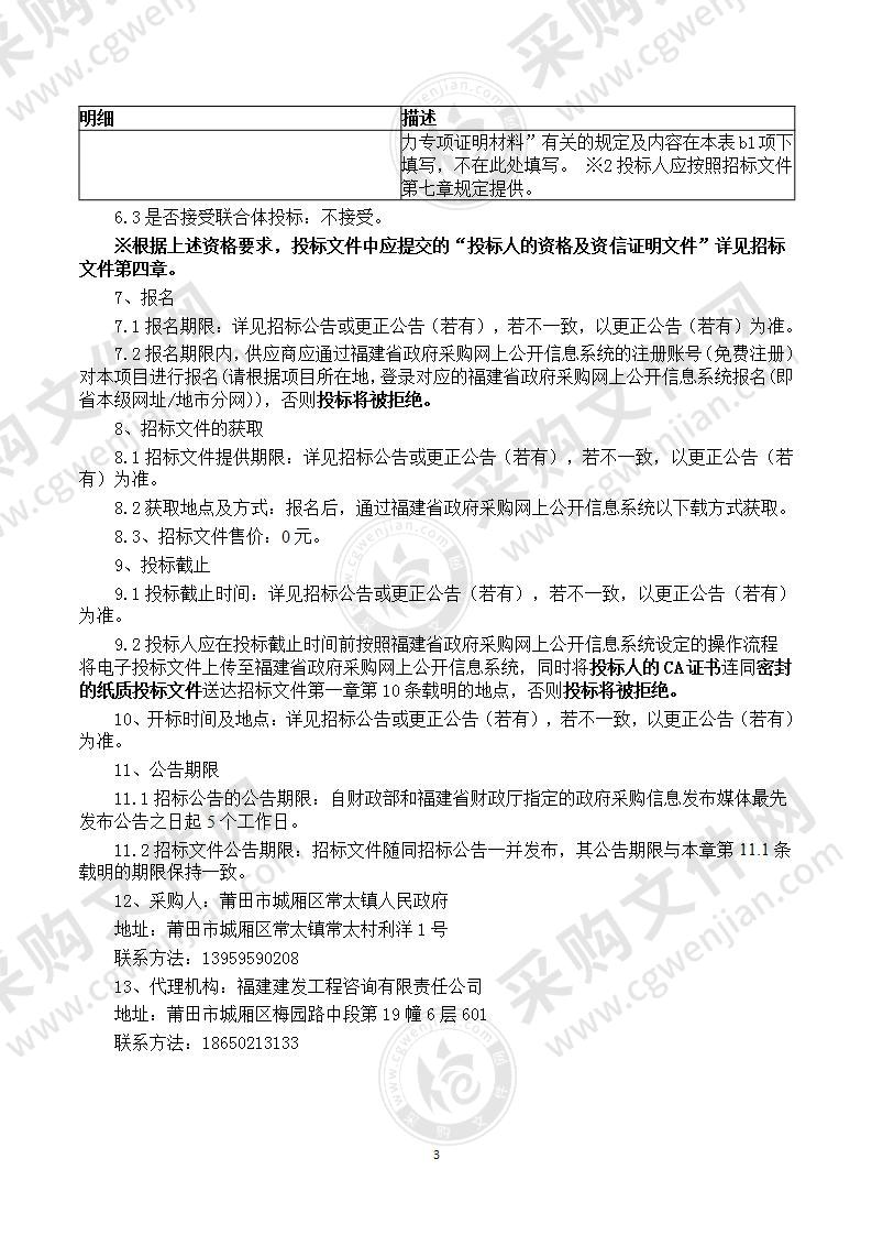 莆田市城厢区常太镇人民政府常太生活垃圾分类屋设施采购项目货物类采购项目