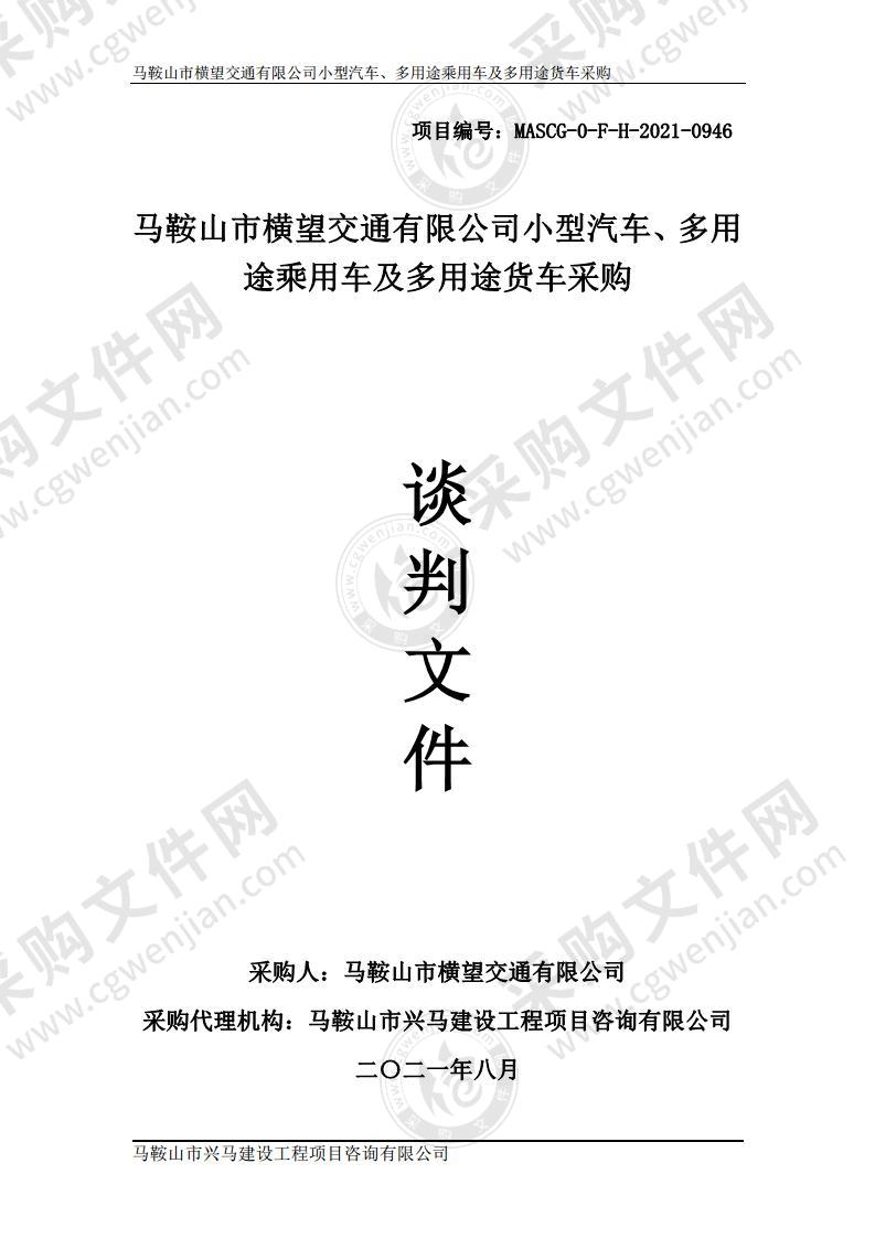 马鞍山市横望交通有限公司小型汽车、多用途乘用车及多用途货车采购