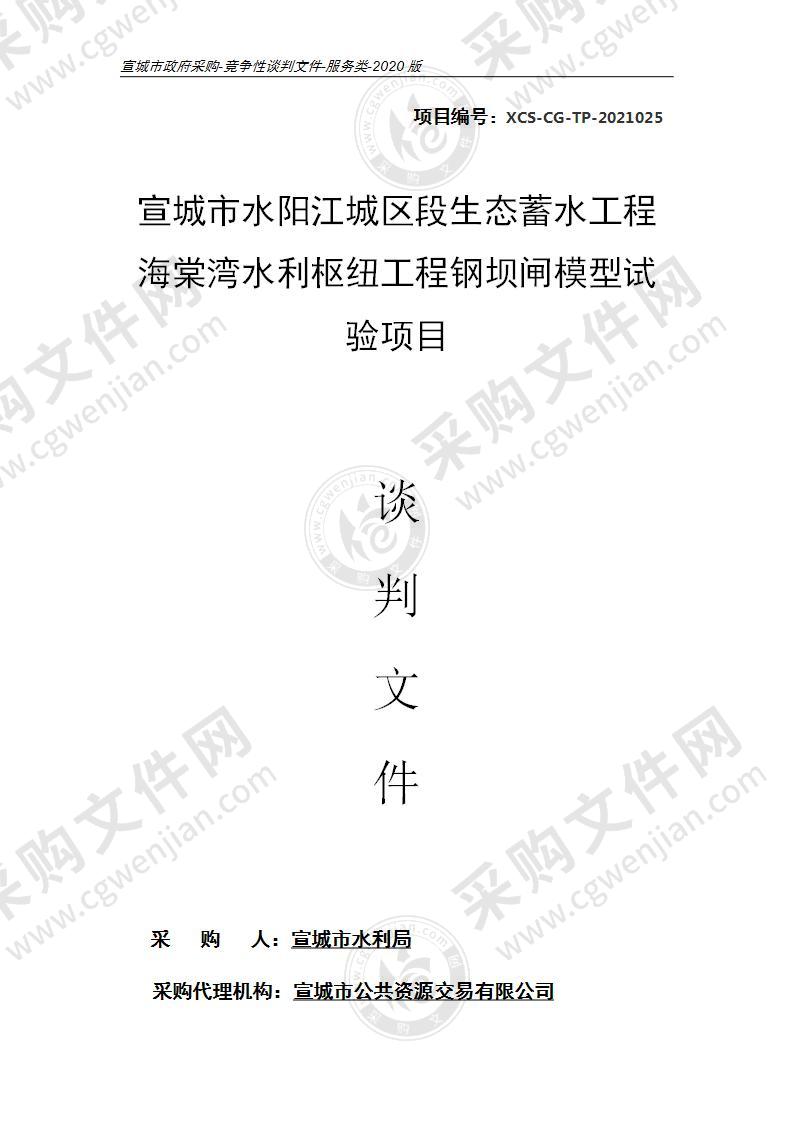 宣城市水阳江城区段生态蓄水工程海棠湾水利枢纽工程钢坝闸模型试验项目