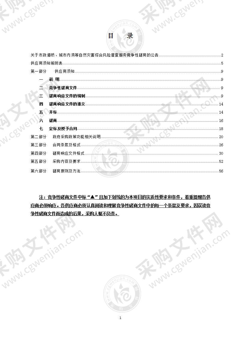 市政道桥、城市内涝等自然灾害综合风险普查服务