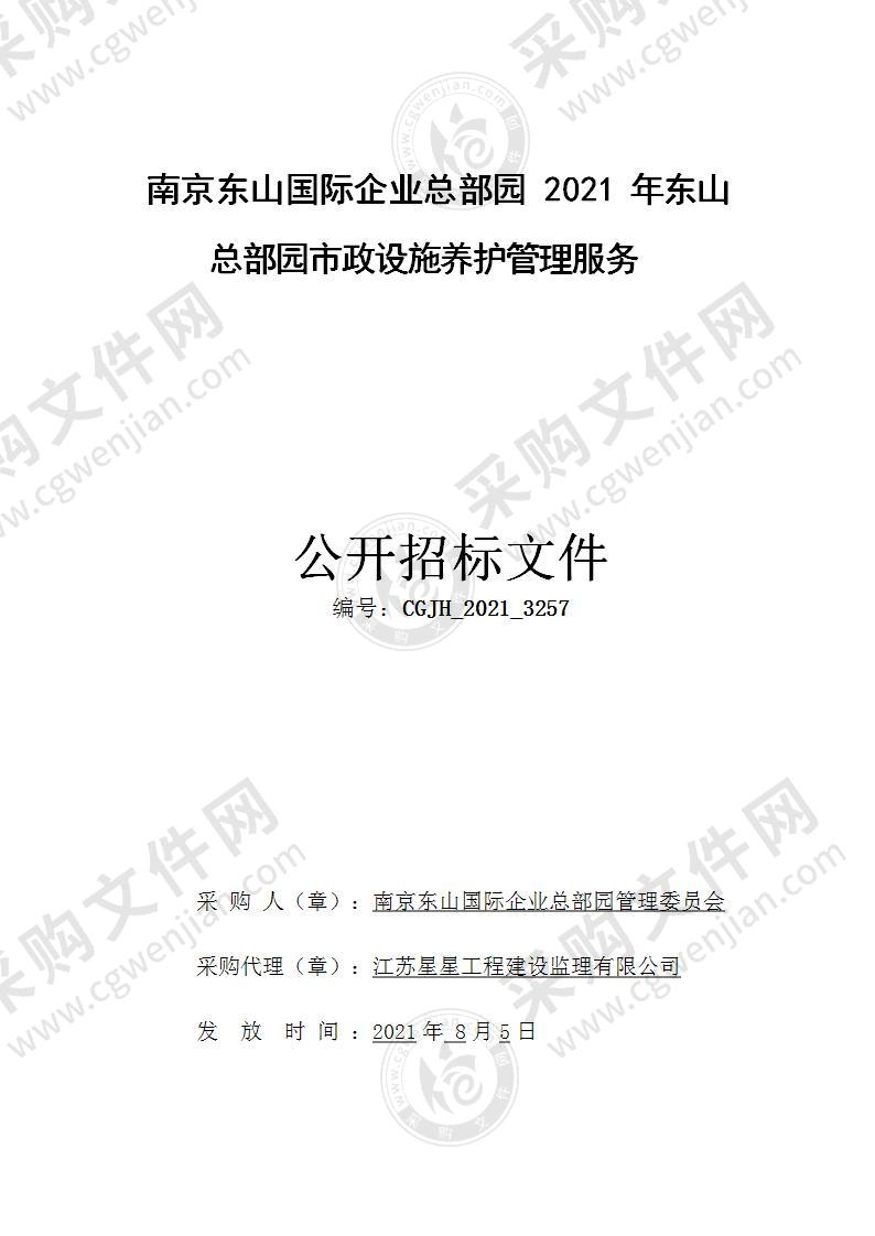 南京东山国际企业总部园2021年东山总部园市政设施养护管理服务