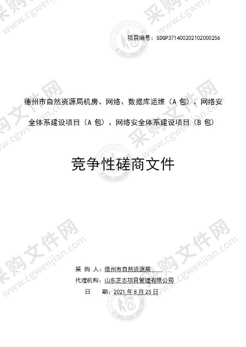 德州市自然资源局机房、网络、数据库运维（A包）、网络安全体系建设项目（A包）、网络安全体系建设项目（C包）