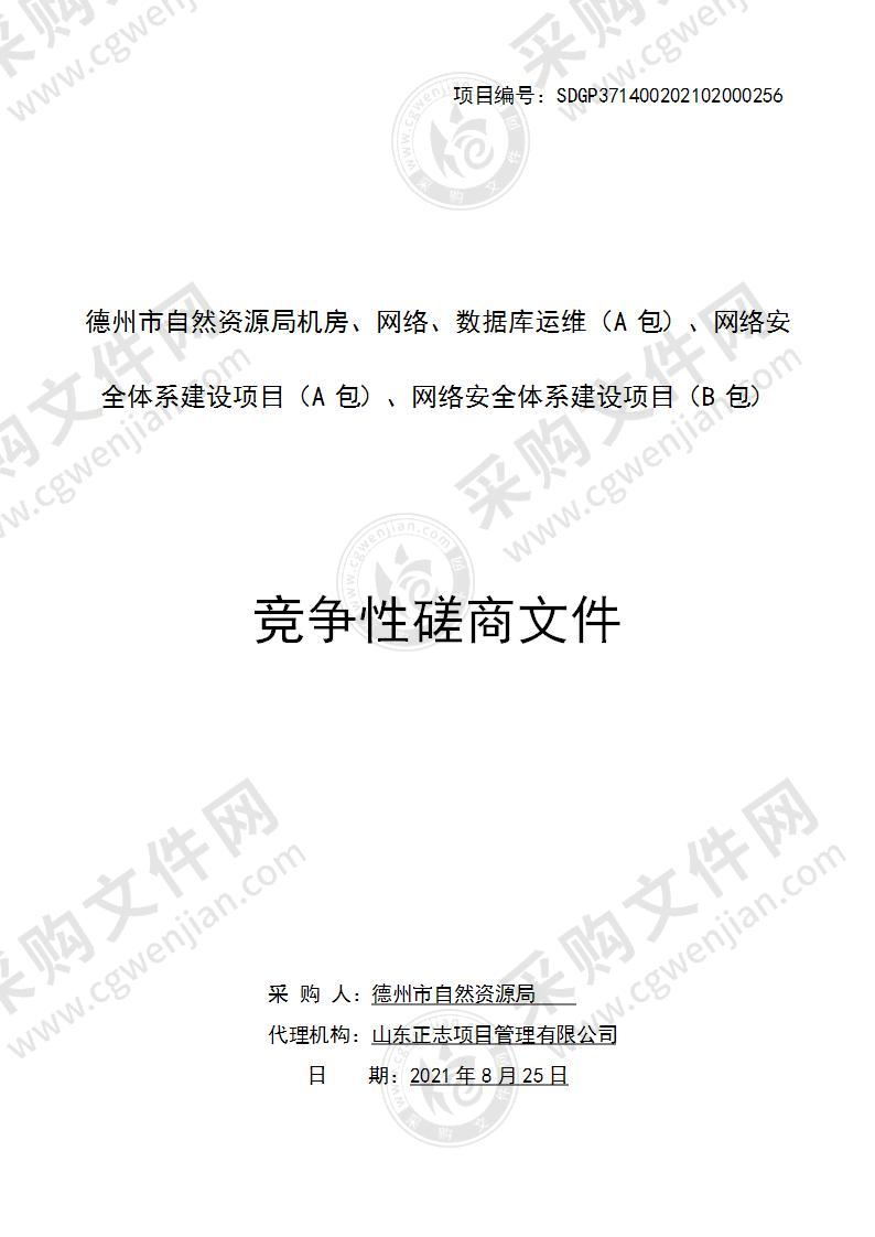 德州市自然资源局机房、网络、数据库运维（A包）、网络安全体系建设项目（A包）、网络安全体系建设项目（B包）