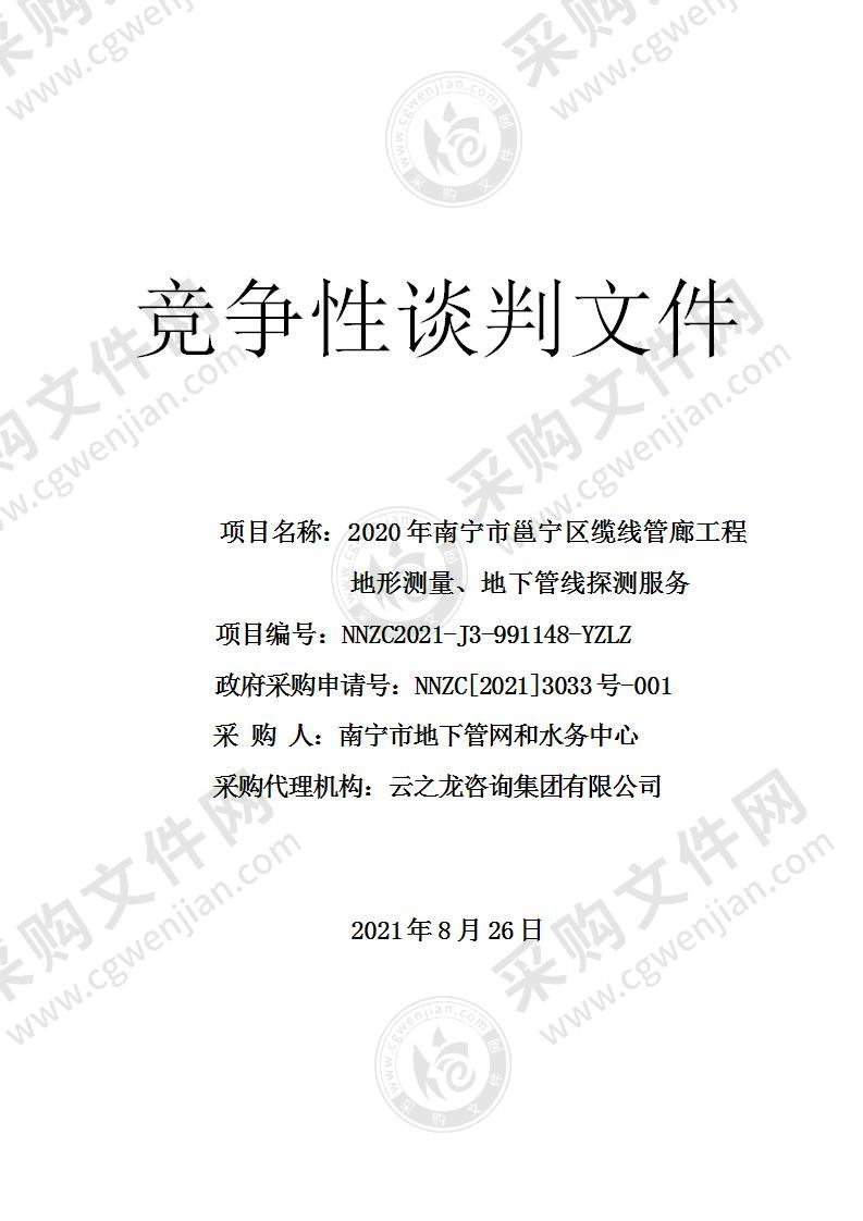 2020年南宁市邕宁区缆线管廊工程地形测量、地下管线探测服务