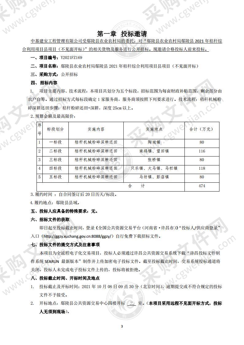 鄢陵县农业农村局鄢陵县2021年秸秆综合利用项目县项目