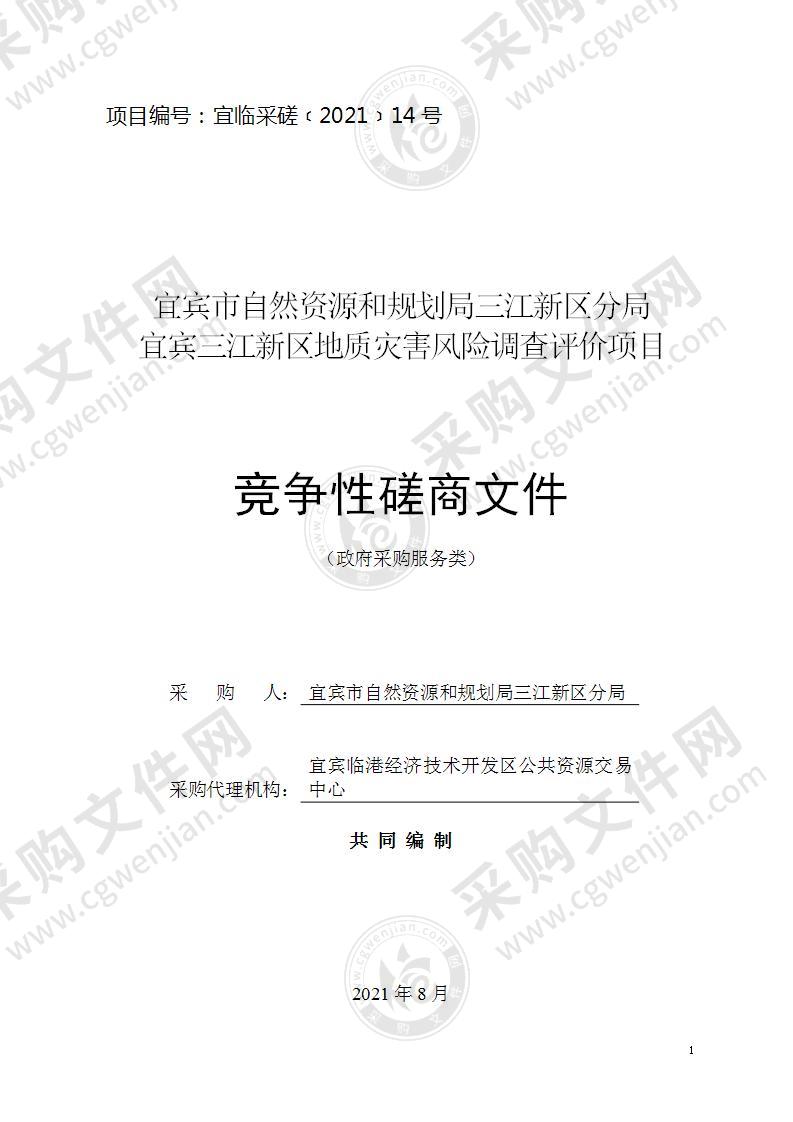 宜宾市自然资源和规划局三江新区分局宜宾三江新区地质灾害风险调查评价项目